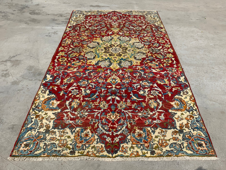 Handgeknoopt Perzisch wollen vloerkleed 264 cm x 135 cm – Rood bloemmotief uniek karpet – KBHM-1111