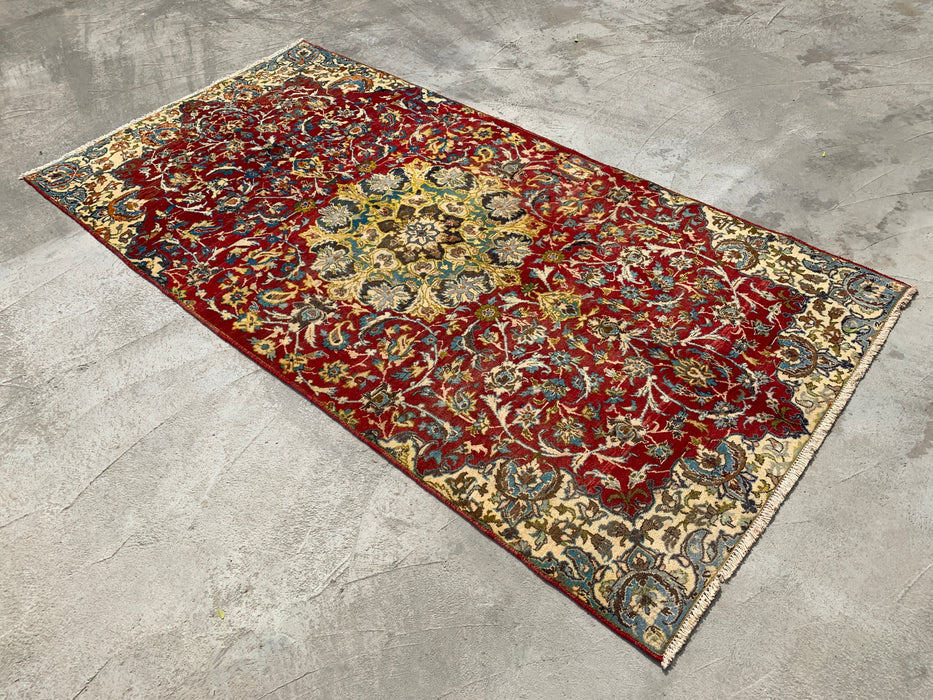 Handgeknoopt Perzisch wollen vloerkleed 264 cm x 135 cm – Rood bloemmotief uniek karpet – KBHM-1111