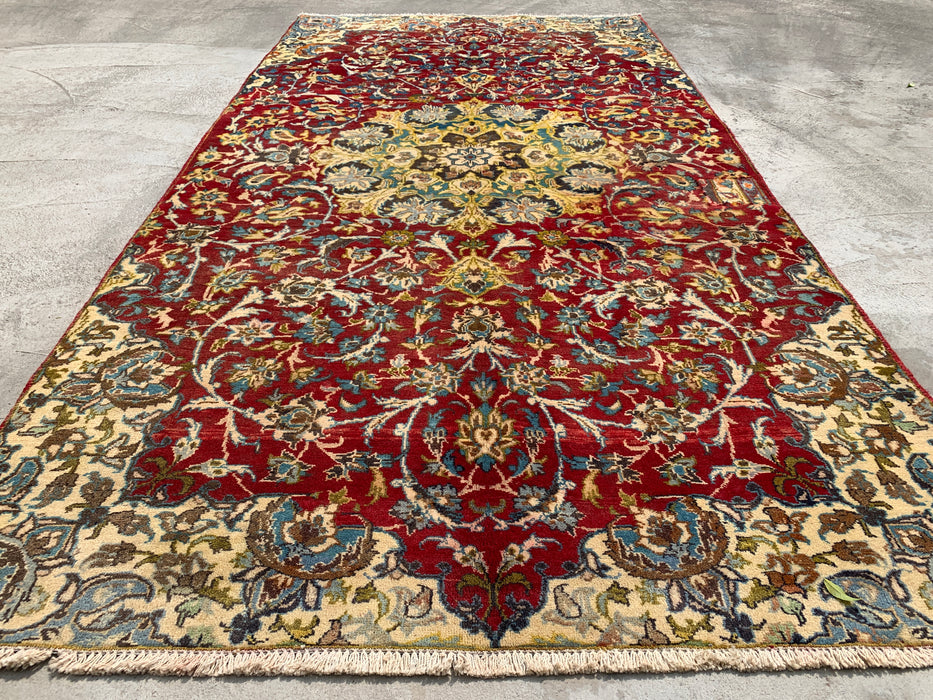 Handgeknoopt Perzisch wollen vloerkleed 264 cm x 135 cm – Rood bloemmotief uniek karpet – KBHM-1111