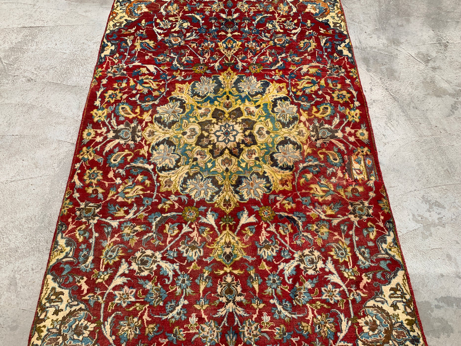 Handgeknoopt Perzisch wollen vloerkleed 264 cm x 135 cm – Rood bloemmotief uniek karpet – KBHM-1111