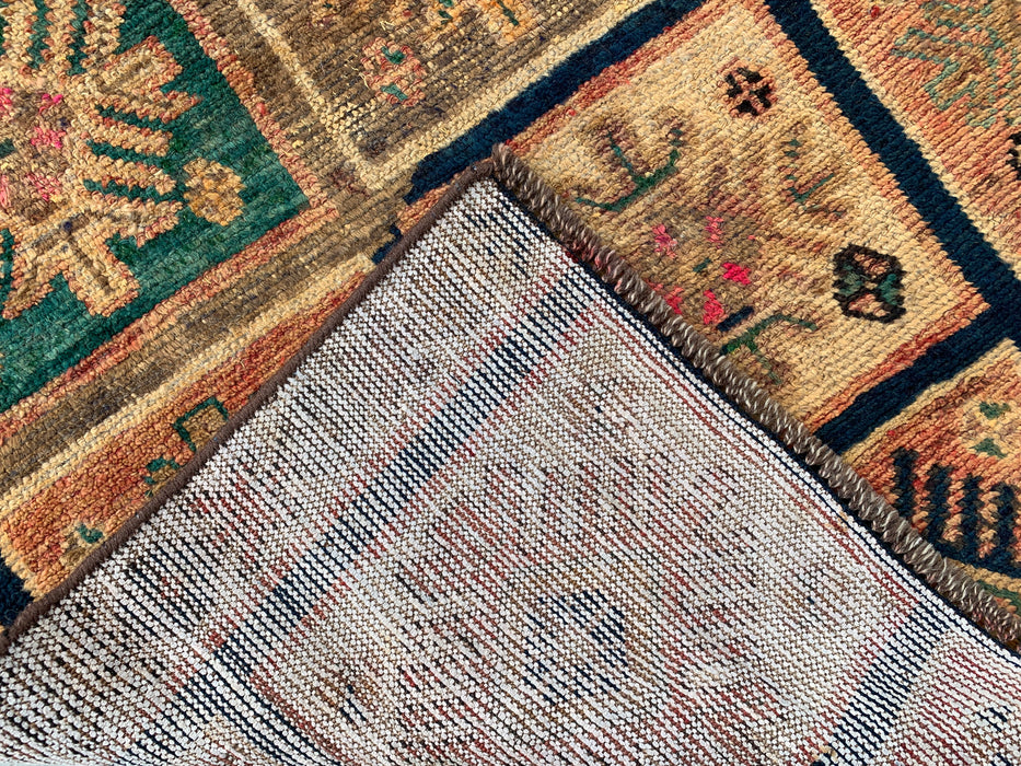 Hand-Knotted Persian Wool Rug 6'3 x 4'0 Beige Teal Geometric Accent Rug KBHM-1114