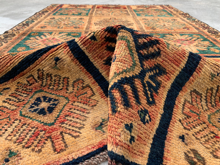 Hand-Knotted Persian Wool Rug 6'3 x 4'0 Beige Teal Geometric Accent Rug KBHM-1114