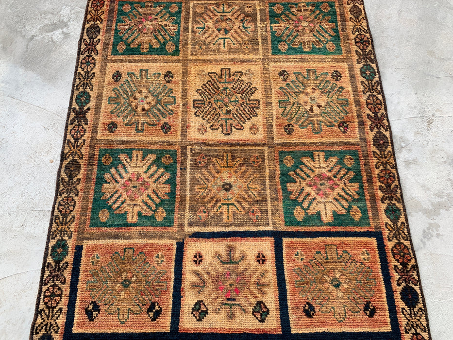 Hand-Knotted Persian Wool Rug 6'3 x 4'0 Beige Teal Geometric Accent Rug KBHM-1114