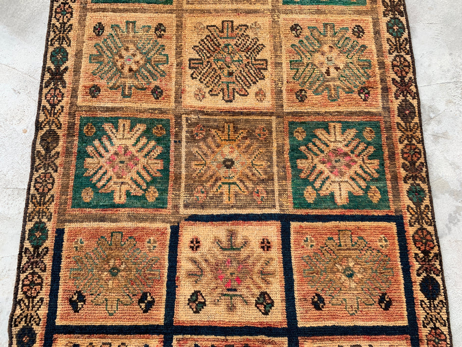 Hand-Knotted Persian Wool Rug 6'3 x 4'0 Beige Teal Geometric Accent Rug KBHM-1114