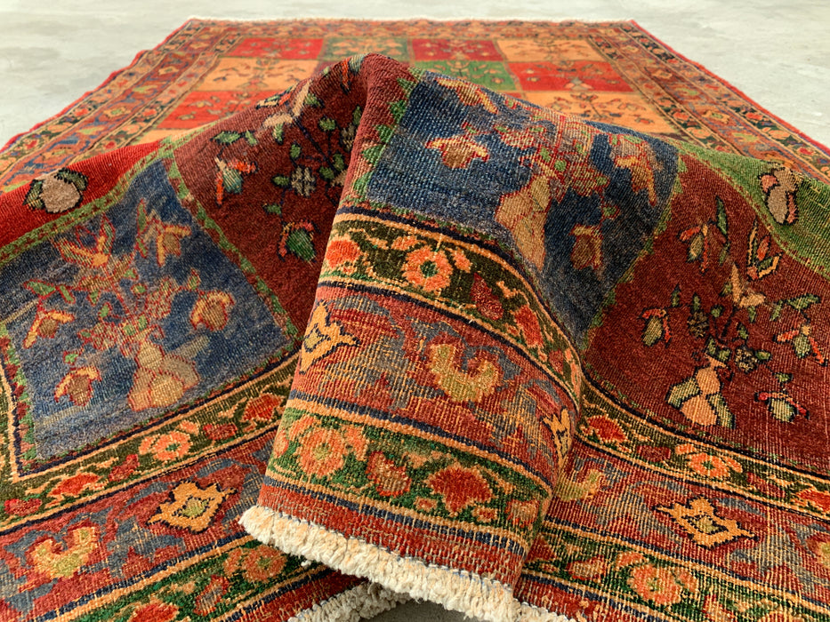 Hand-Knotted Persian Wool Rug 4'5 x 6'7 Multicolor Garden Panel Design | KBHM-1115