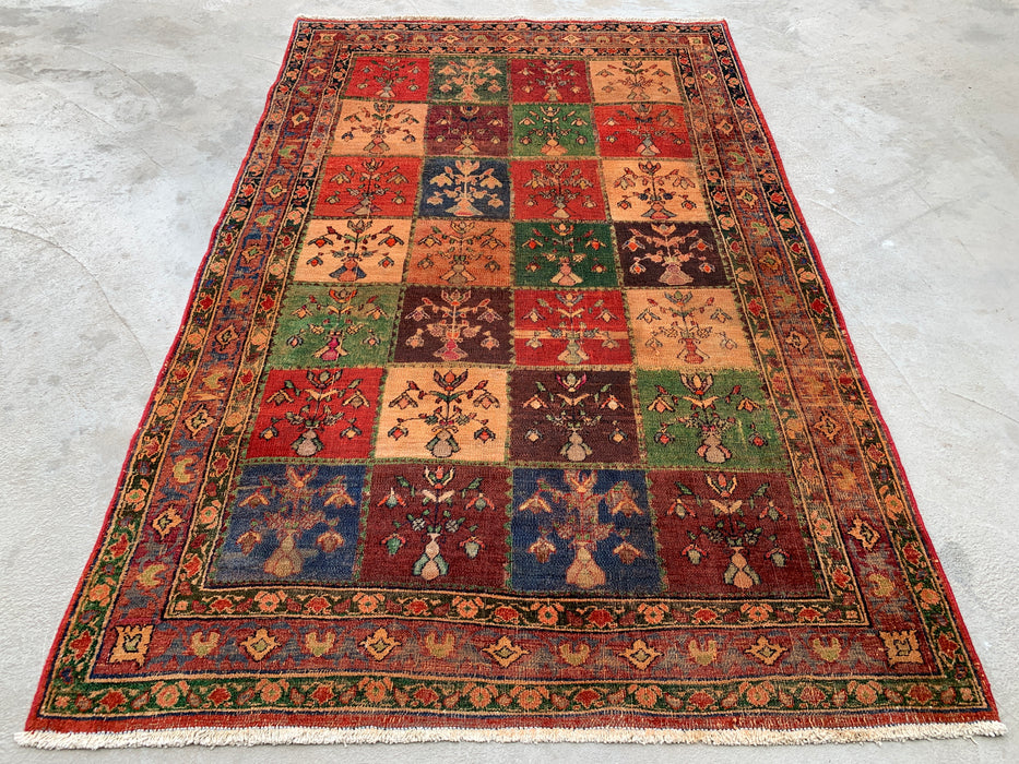 Hand-Knotted Persian Wool Rug 4'5 x 6'7 Multicolor Garden Panel Design | KBHM-1115