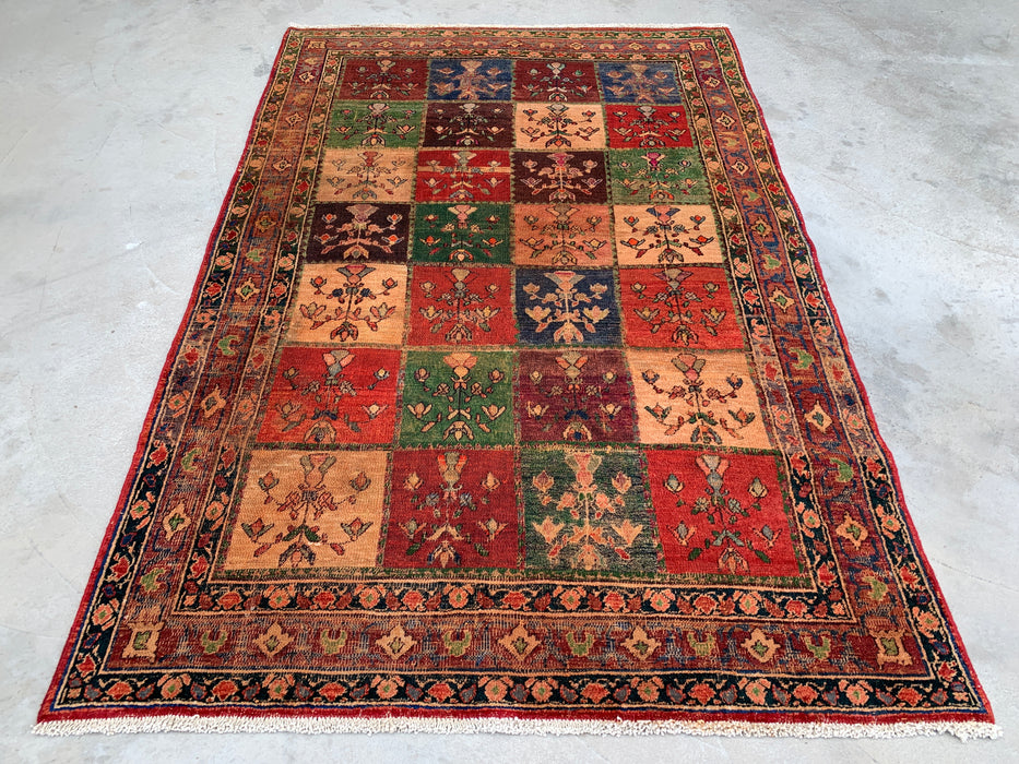 Hand-Knotted Persian Wool Rug 4'5 x 6'7 Multicolor Garden Panel Design | KBHM-1115