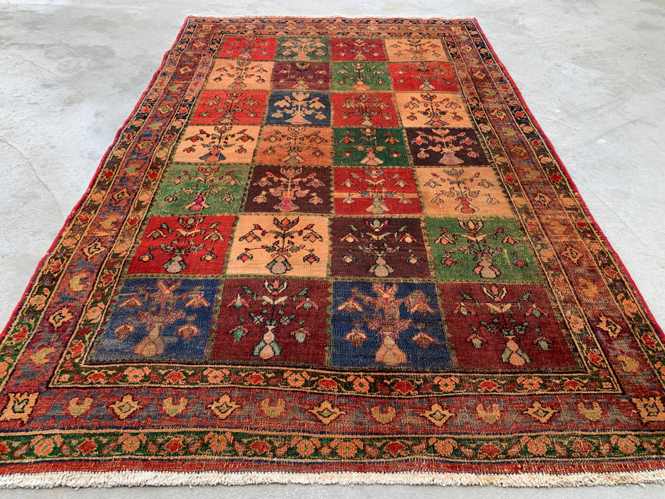 Hand-Knotted Persian Wool Rug 4'5 x 6'7 Multicolor Garden Panel Design | KBHM-1115
