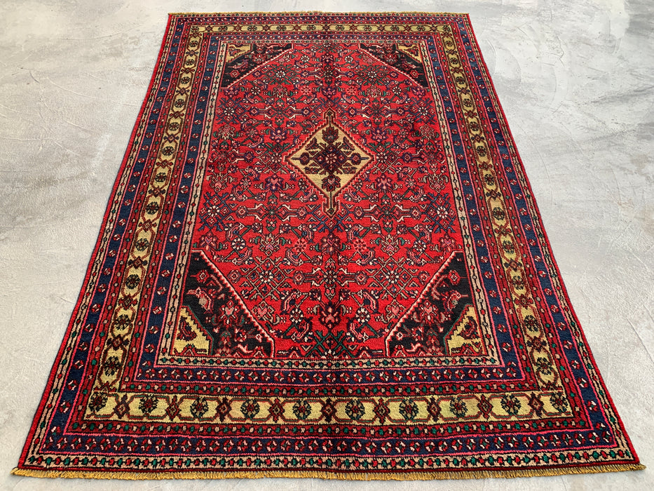 Handgemaakt Perzisch wollen vloerkleed 213x305 cm - Perzisch stijl kleed in rood & marineblauw - Exacte afmeting 310 cm x 211 cm - KBHM-1116