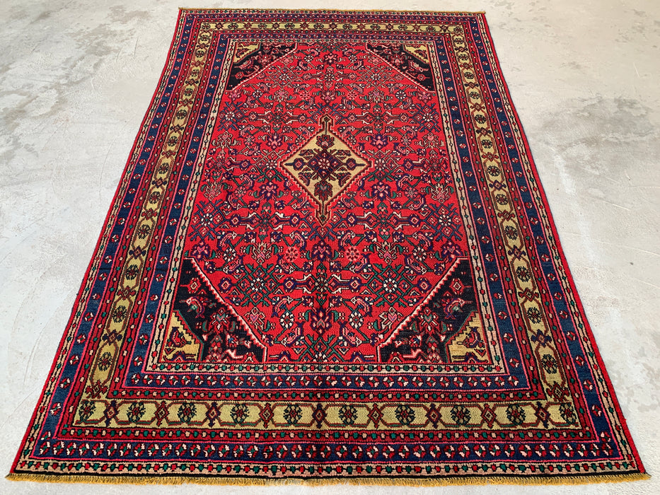 Handgemaakt Perzisch wollen vloerkleed 213x305 cm - Perzisch stijl kleed in rood & marineblauw - Exacte afmeting 310 cm x 211 cm - KBHM-1116
