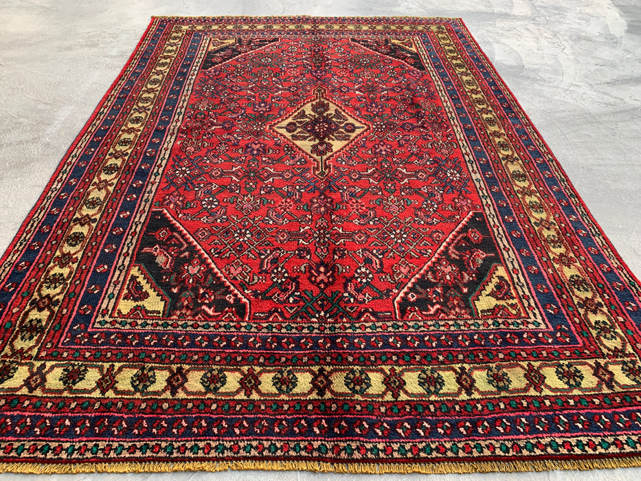 Handgemaakt Perzisch wollen vloerkleed 213x305 cm - Perzisch stijl kleed in rood & marineblauw - Exacte afmeting 310 cm x 211 cm - KBHM-1116