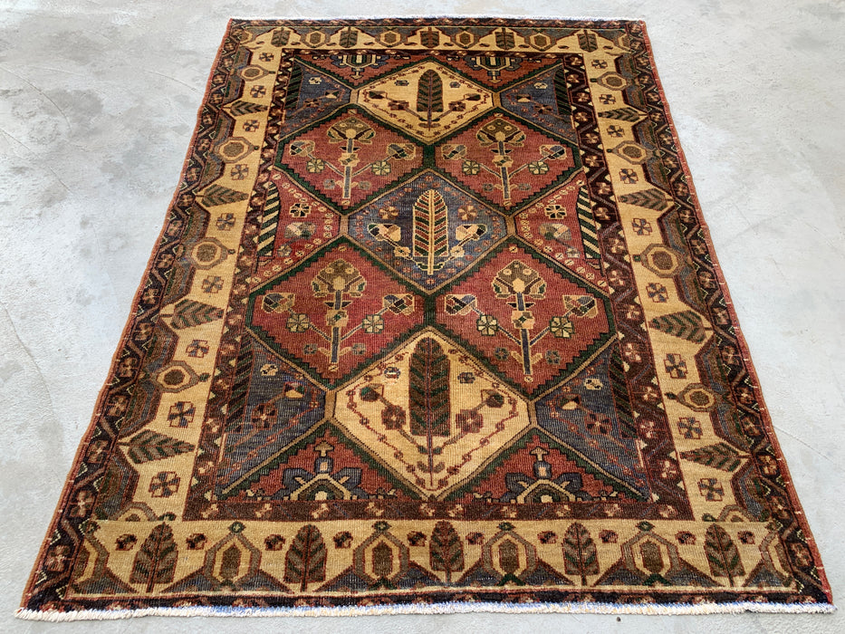 Hand-Knotted Persian Wool Rug 6'1" x 4'8" – Tribal Geometric Beige & Earth Tone Area Rug – kbhm-1117