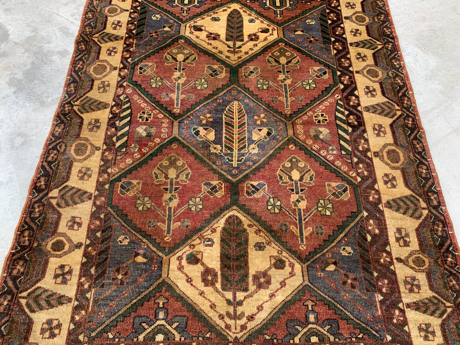 Hand-Knotted Persian Wool Rug 6'1" x 4'8" – Tribal Geometric Beige & Earth Tone Area Rug – kbhm-1117