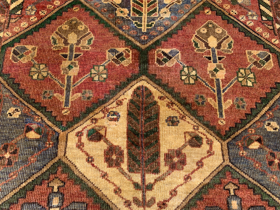 Hand-Knotted Persian Wool Rug 6'1" x 4'8" – Tribal Geometric Beige & Earth Tone Area Rug – kbhm-1117