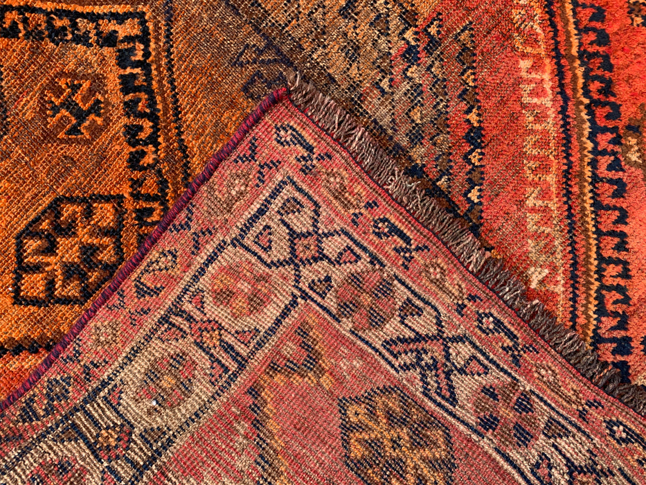 Handgeknoopt Perzisch wollen vloerkleed 200 x 107 cm roestoranje tribaal tapijt KBHM-1120