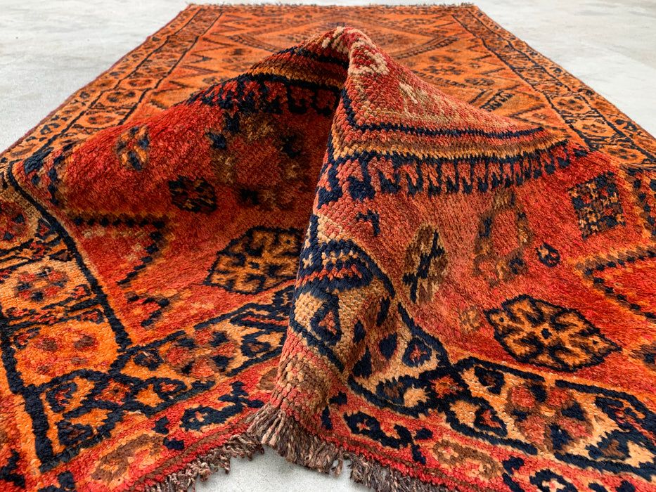 Handgeknoopt Perzisch wollen vloerkleed 200 x 107 cm roestoranje tribaal tapijt KBHM-1120