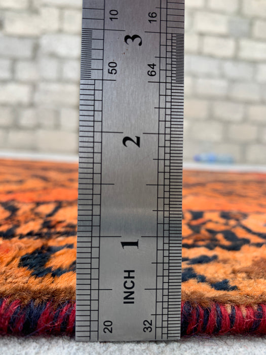 Handgeknoopt Perzisch wollen vloerkleed 200 x 107 cm roestoranje tribaal tapijt KBHM-1120