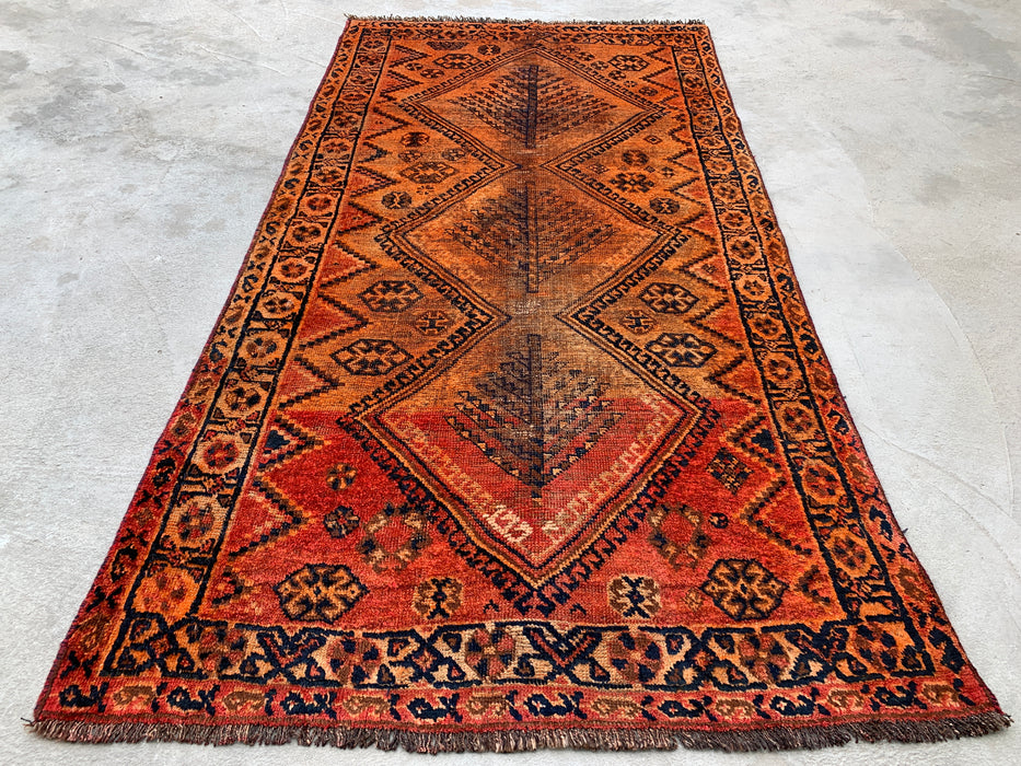 Handgeknoopt Perzisch wollen vloerkleed 200 x 107 cm roestoranje tribaal tapijt KBHM-1120