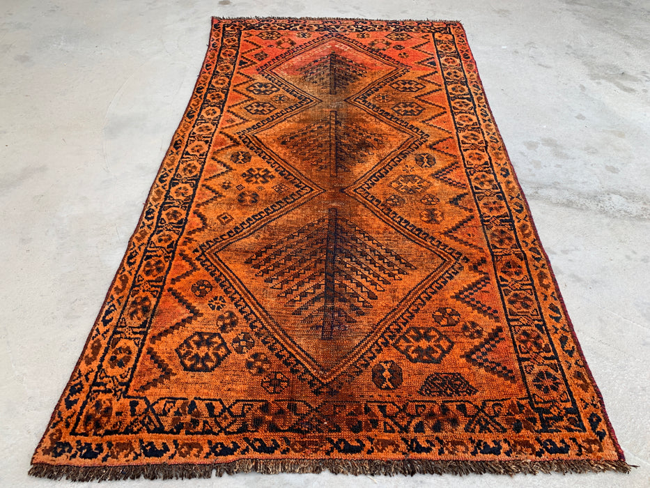 Handgeknoopt Perzisch wollen vloerkleed 200 x 107 cm roestoranje tribaal tapijt KBHM-1120