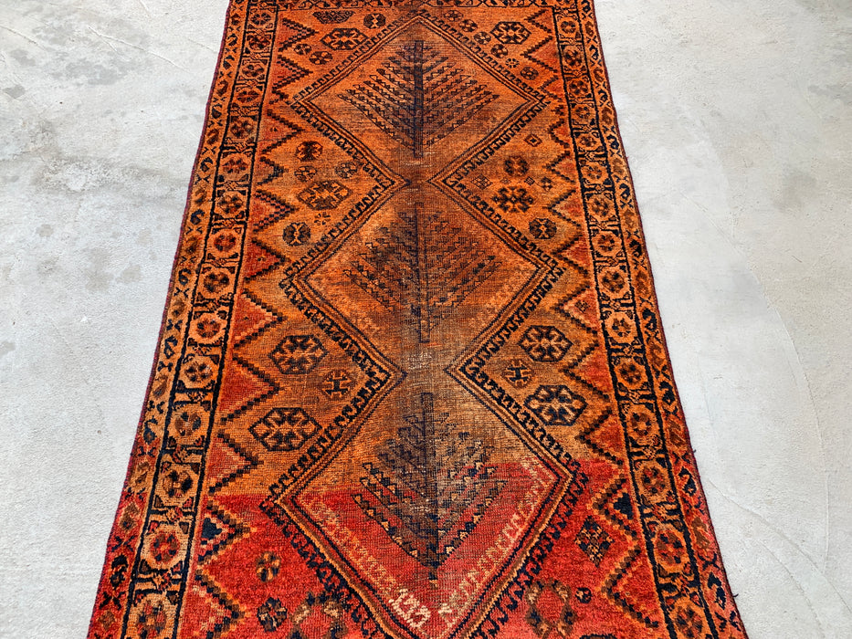 Handgeknoopt Perzisch wollen vloerkleed 200 x 107 cm roestoranje tribaal tapijt KBHM-1120