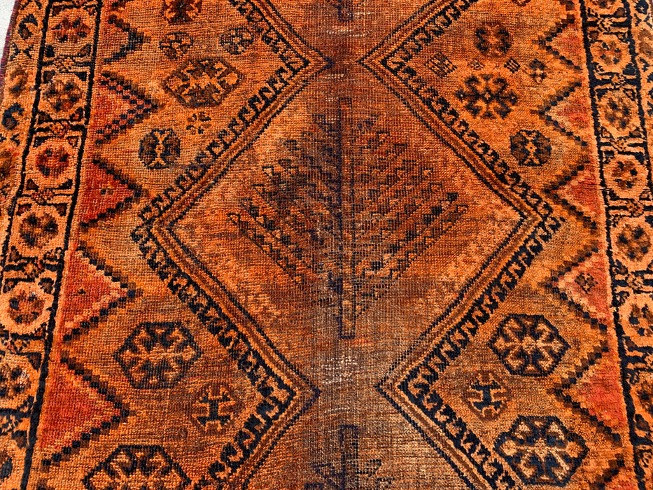 Handgeknoopt Perzisch wollen vloerkleed 200 x 107 cm roestoranje tribaal tapijt KBHM-1120