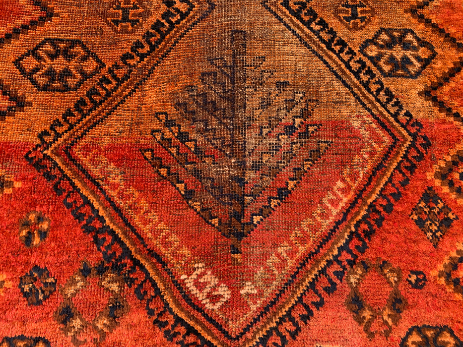 Handgeknoopt Perzisch wollen vloerkleed 200 x 107 cm roestoranje tribaal tapijt KBHM-1120