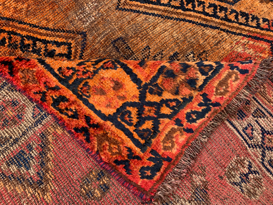 Handgeknoopt Perzisch wollen vloerkleed 200 x 107 cm roestoranje tribaal tapijt KBHM-1120