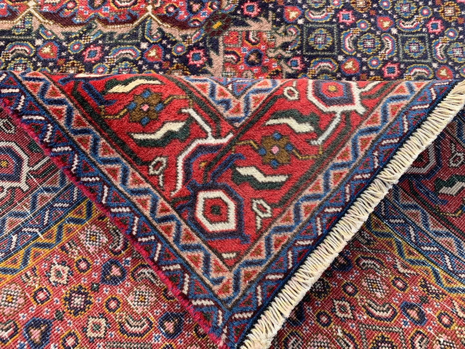 Handmade Persian Wool Area Rug 7x10 - Red, Navy & Multicolor Traditional Medallion Persian Style Rug - Exact Size 9'3" x 6'3" - KBHM-1121