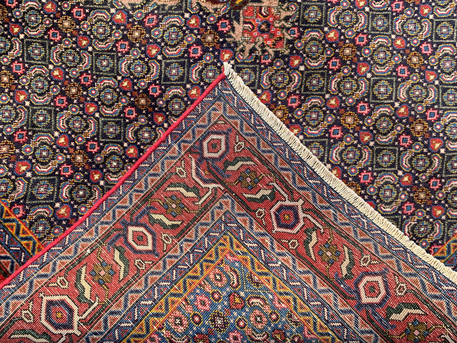 Handmade Persian Wool Area Rug 7x10 - Red, Navy & Multicolor Traditional Medallion Persian Style Rug - Exact Size 9'3" x 6'3" - KBHM-1121