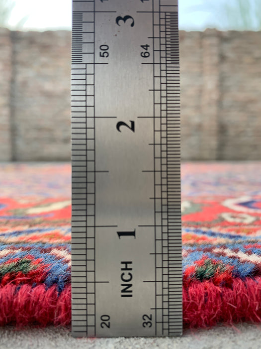 Handmade Persian Wool Area Rug 7x10 - Red, Navy & Multicolor Traditional Medallion Persian Style Rug - Exact Size 9'3" x 6'3" - KBHM-1121