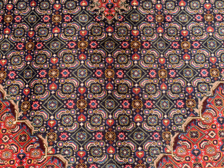 Handmade Persian Wool Area Rug 7x10 - Red, Navy & Multicolor Traditional Medallion Persian Style Rug - Exact Size 9'3" x 6'3" - KBHM-1121