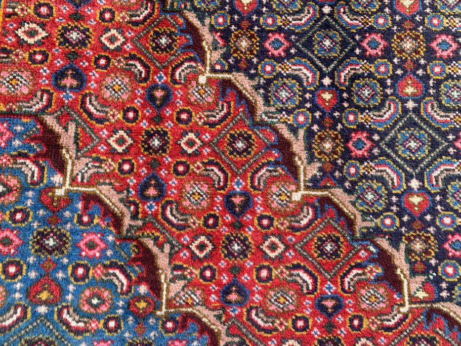 Handmade Persian Wool Area Rug 7x10 - Red, Navy & Multicolor Traditional Medallion Persian Style Rug - Exact Size 9'3" x 6'3" - KBHM-1121