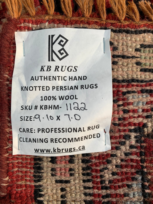 9'10 x 7'0 Rood Blauw Handgeknoopt Perzisch Wollen Tapijt – KBHM-1122