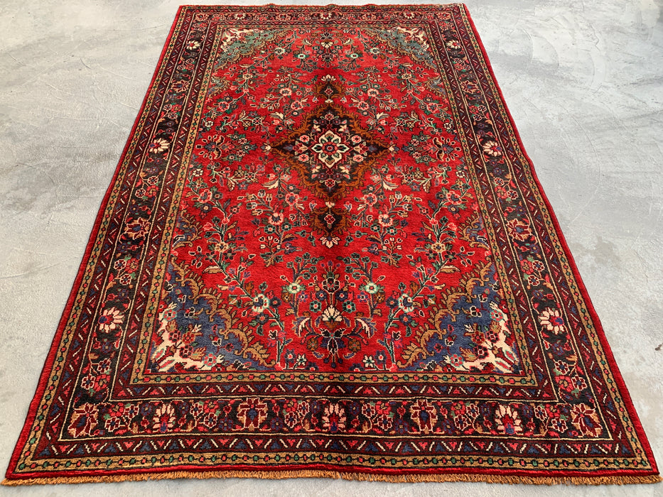 9'10 x 7'0 Rood Blauw Handgeknoopt Perzisch Wollen Tapijt – KBHM-1122