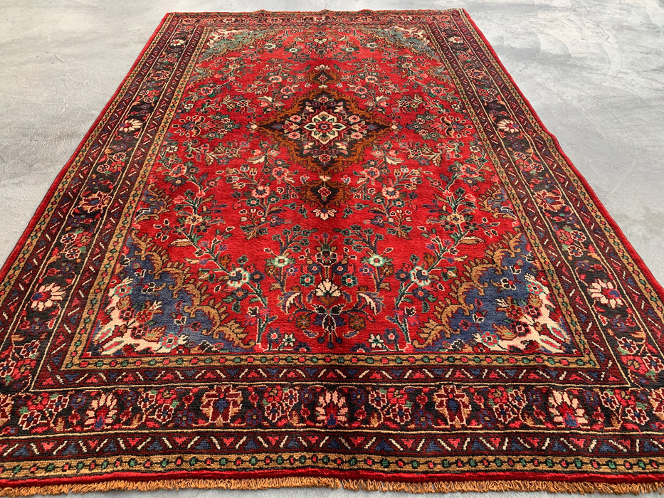 9'10 x 7'0 Rood Blauw Handgeknoopt Perzisch Wollen Tapijt – KBHM-1122
