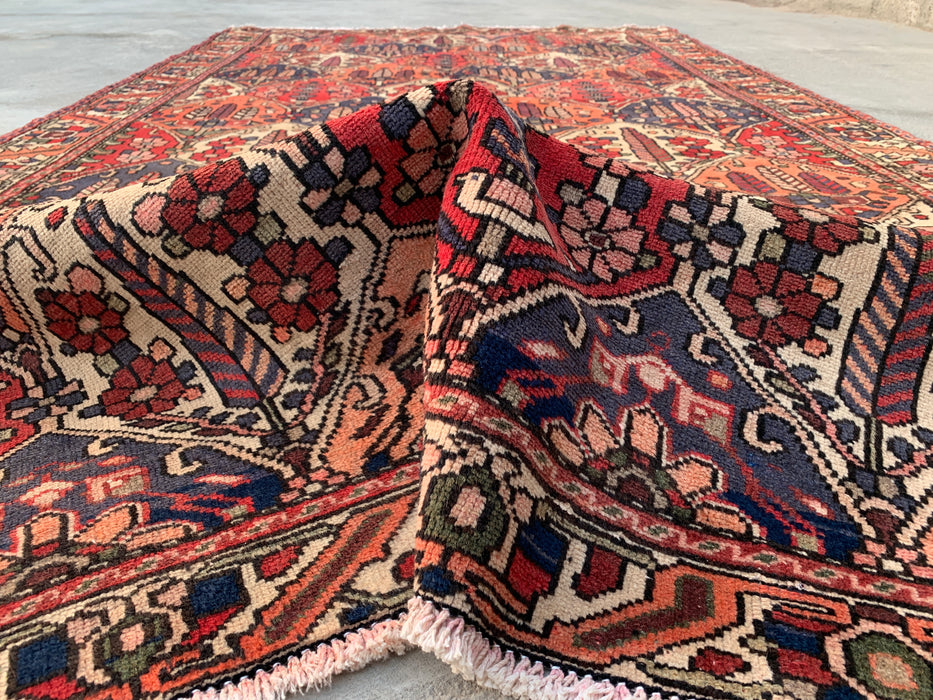 Handgeknoopt Perzisch wollen tapijt 10'0 x 5'6 – Koraal, marineblauw & ivoor | KBHM-1123