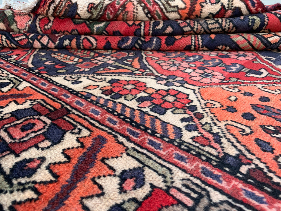 Handgeknoopt Perzisch wollen tapijt 10'0 x 5'6 – Koraal, marineblauw & ivoor | KBHM-1123