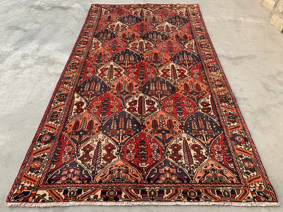 Handgeknoopt Perzisch wollen tapijt 10'0 x 5'6 – Koraal, marineblauw & ivoor | KBHM-1123