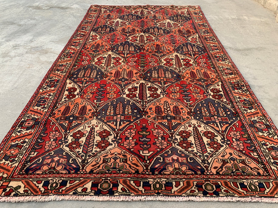 Handgeknoopt Perzisch wollen tapijt 10'0 x 5'6 – Koraal, marineblauw & ivoor | KBHM-1123