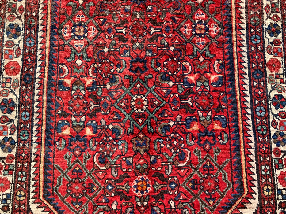 Handgeknoopt Perzisch loper tapijt 315 x 107 cm Rood Ivoor Wollen Vloerkleed | KBHM-1124