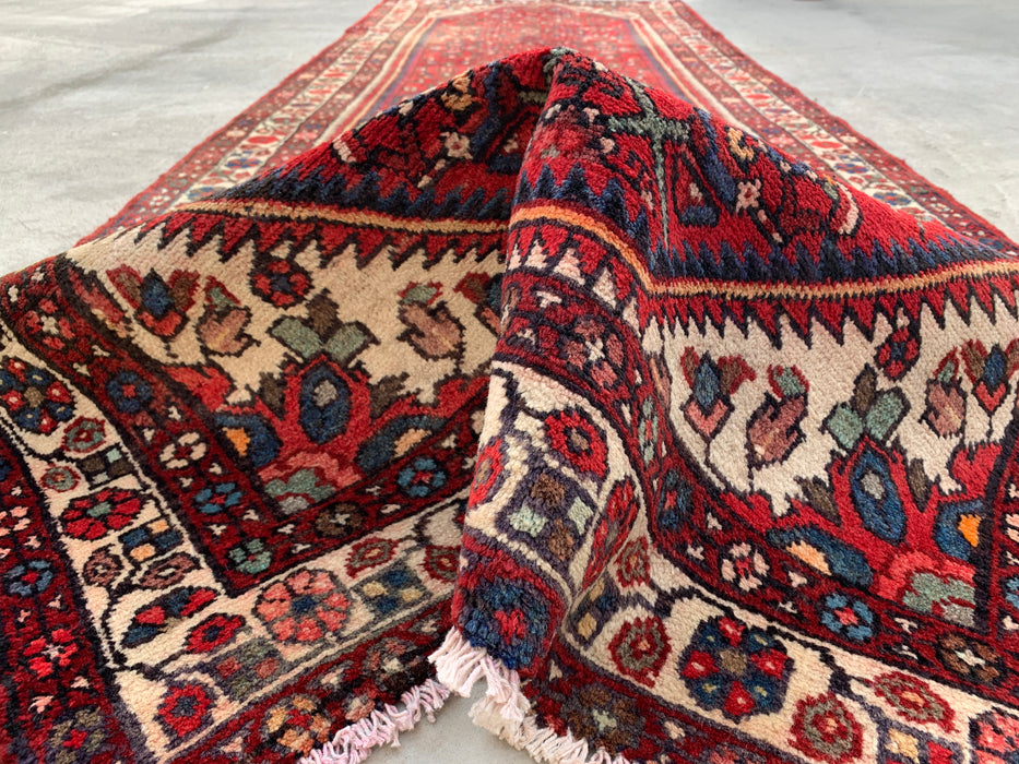 Handgeknoopt Perzisch loper tapijt 315 x 107 cm Rood Ivoor Wollen Vloerkleed | KBHM-1124