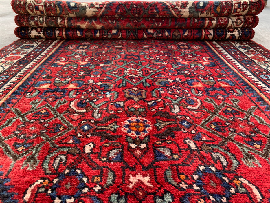 Handgeknoopt Perzisch loper tapijt 315 x 107 cm Rood Ivoor Wollen Vloerkleed | KBHM-1124