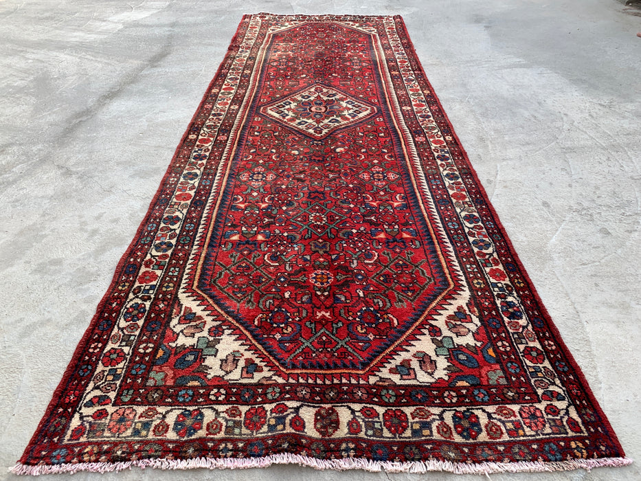 Handgeknoopt Perzisch loper tapijt 315 x 107 cm Rood Ivoor Wollen Vloerkleed | KBHM-1124