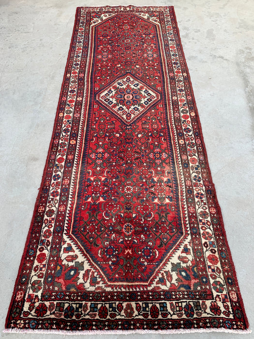Handgeknoopt Perzisch loper tapijt 315 x 107 cm Rood Ivoor Wollen Vloerkleed | KBHM-1124