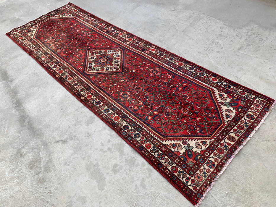 Handgeknoopt Perzisch loper tapijt 315 x 107 cm Rood Ivoor Wollen Vloerkleed | KBHM-1124