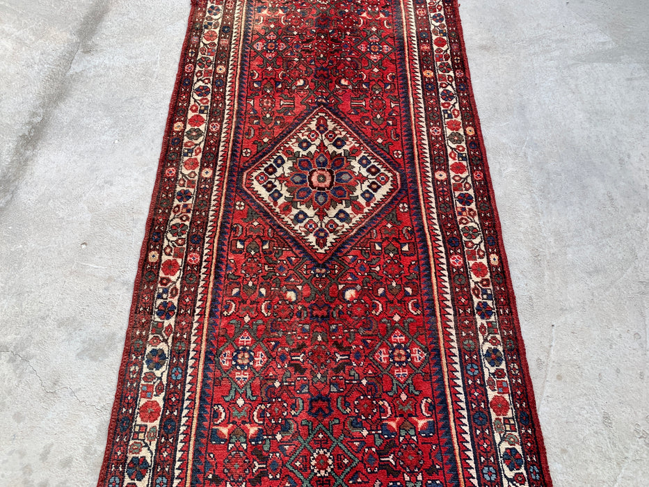 Handgeknoopt Perzisch loper tapijt 315 x 107 cm Rood Ivoor Wollen Vloerkleed | KBHM-1124