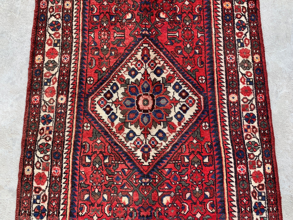 Handgeknoopt Perzisch loper tapijt 315 x 107 cm Rood Ivoor Wollen Vloerkleed | KBHM-1124