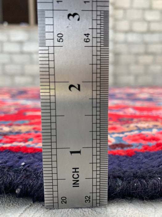 Handgemaakt Perzisch wollen vloerkleed 7x10 - Perzisch stijl tapijt in marineblauw & rood - Exacte afmeting 9'3" x 6'2" - KBHM-1125