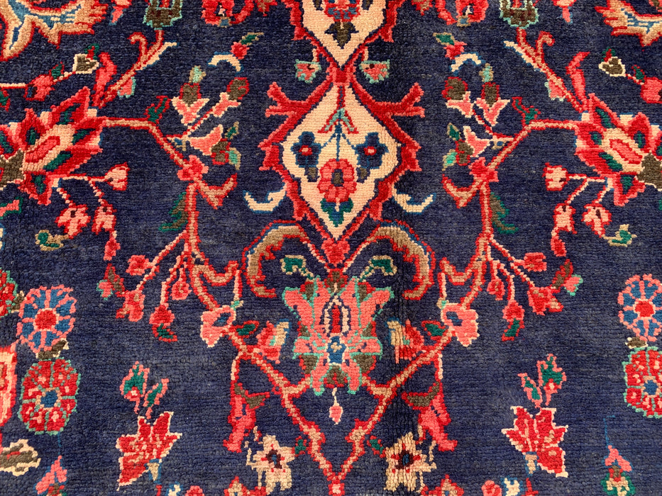 Handgemaakt Perzisch wollen vloerkleed 7x10 - Perzisch stijl tapijt in marineblauw & rood - Exacte afmeting 9'3" x 6'2" - KBHM-1125