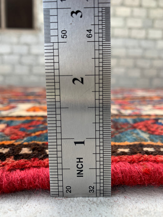 Handmade Persian Wool Area Rug 7x10 - Multicolor Traditional Persian Style Rug with Red & Rust Accents - Exact Size 9'4" x 6'6" - KBHM-1127